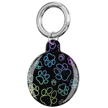 Imagem de Capa compatível com AirTag, linda capa protetora de rastreador com suporte de chaveiro para Airtag, capa resistente a arranhões para carteira, bagagem, gato, cachorro, animais de estimação (pata de