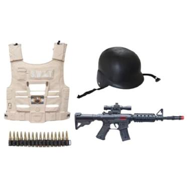 Imagem de Kit Fantasia Bombeiro Infantil, 8 Peças, com Capacete, Colete e Acessórios, Vermelho