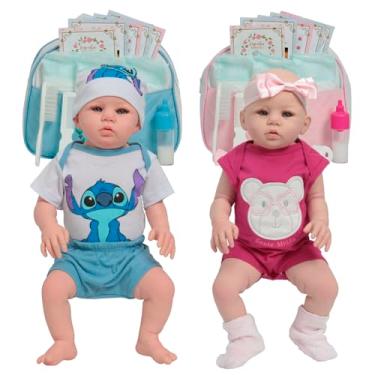 Imagem de Bebê Reborn Gêmeos Casal Abigail Com Bolsa Enxoval Completo
