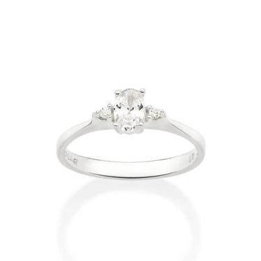 Imagem de Anel Rommanel Solitário Prata 925 Com Zircônias 810237, Branco, 18