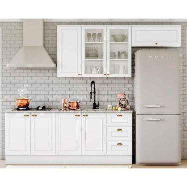 Imagem de Kit Cozinha Modulada 5 Peças Americana (2Aéreos+2Balcões+1Complemento) s/Pia CZ131 Branco - Henn