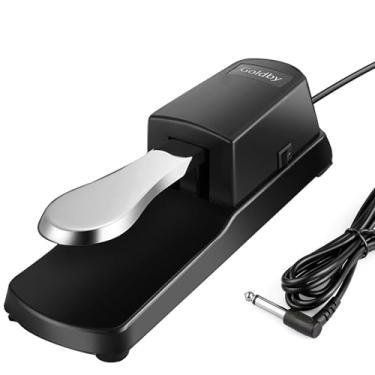 Imagem de Goldby Piano Sustain Pedal, Teclado Universal Foot Sustain Pedal para Yamaha, Casio, Roland, Korg Teclados Digitais Teclado MIDI Teclados Eletrônicos Sintetizador de Órgão Elétrico, Jack de 1/4 pol. (Prata)