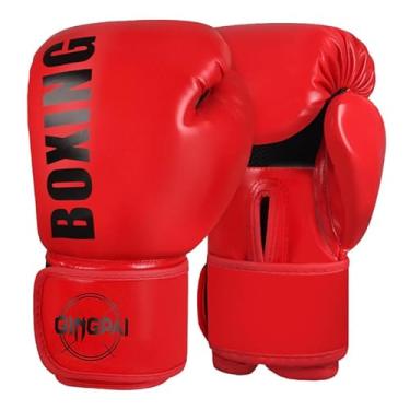 Imagem de Luvas de boxe profissionais Luvas luta para adultos luta muay thai para treinamento sacos de areia (preto-avermelhado, 8oz)
