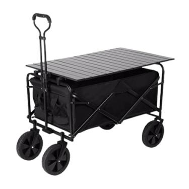 Imagem de carroça Carrinho de vagão com rodas dobrável utilitário lounge vagão jardim carrinho de acampamento portátil com todas as rodas do terreno fácil configuração dobrável
