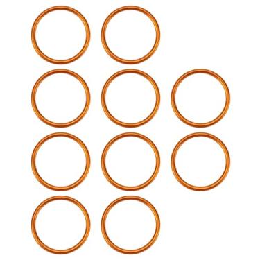 Imagem de Micro Traders 10 peças anel de vedação de vedação coletor 28 x 34 x 2 mm tubo de escape de motocicleta de metal tom de cobre oco compatível com Simson S51 compatível com Schwalbe SR1