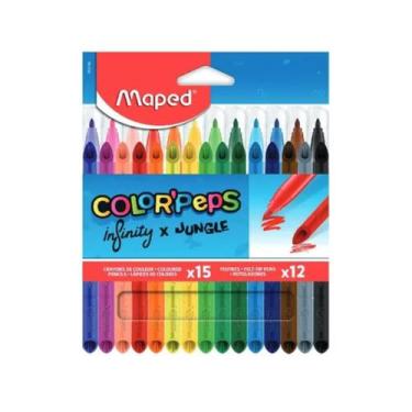 Imagem de Kit Lápis De Cor Colorpeps Infinity 15 Cores + Hidrocor Jungle 12 Core