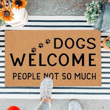 Imagem de Capacho engraçado para porta da frente, tapete de entrada ao ar livre, tapete marrom, cães, bem-vindo, pessoas, não tanto, tapete de casa com tapetes de boas-vindas para varanda frontal resistente 75