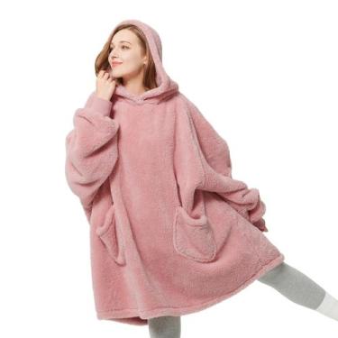 Imagem de Cobertor Vestível com Capuz Bedsure Sherpa Cozy - Tamanho Único para M