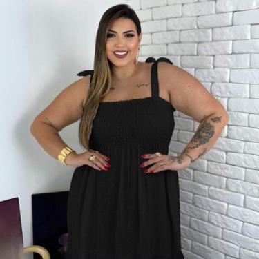 Imagem de Vestido Midi Feminino Para Gestantes Plus Size - Donna Lu, G1, Preto
