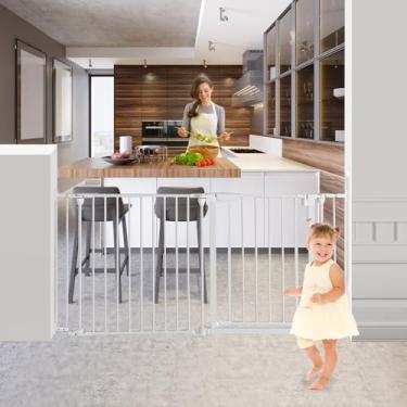 Imagem de SHYUJAJIE Portão Extra Largo Para Bebês, 30" De Altura, 47" De Largura, Portão Configurável Para Bebês, Cerca De Segurança Para Lareira, Cercadinho De Metal Para Animais De Estimação, Cerca Para Árv