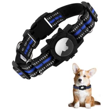 Imagem de EnjoIt Coleira de cachorro AirTag, coleira refletiva AirTag para Apple, coleira durável para cães com suporte para AirTag, acessórios ajustáveis para AirTag, coleira para animais de estimação para