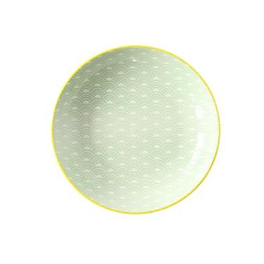 Imagem de Utensílios de mesa minimalistas de cerâmica de 17 cm, prato redondo para bolo de doces - 7 pratos de arroz - onda verde