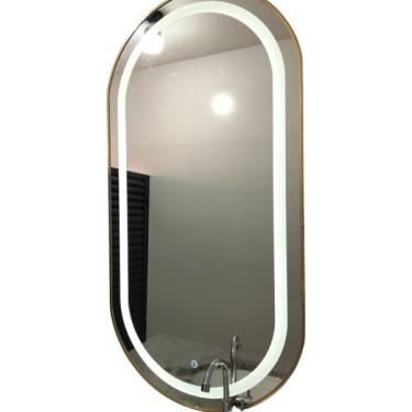 Imagem de Espelho Led frio 50x80 oval capsula moldura dourada tecla tou