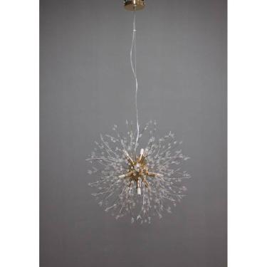 Imagem de Lustre Pendente Dente de Leão Cristais Dourado Redondo 6G9 45cm