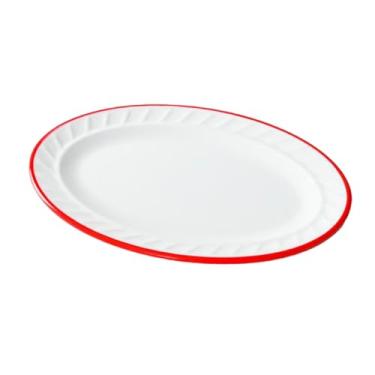 Imagem de Prato de imitação de porcelana minimalista, prato de sopa refogado para restaurante de hotel-P0402-13-vermelho e branco