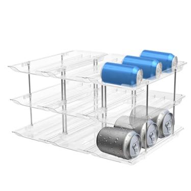 Imagem de Socpuro Rack de armazenamento de latas, dispensador de lata transparente de 3 camadas para 36 latas, organizador empilhável de alimentos enlatados para armário despensa e bancada de geladeira