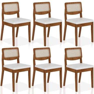 Imagem de Kit 6 Cadeiras Sextavada Bari Freijó/material sintético Branco - Móvei