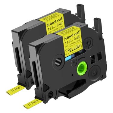 Imagem de Nineleaf Fita termorretrátil com 2 unidades preta sobre amarela compatível com Brother P-Touch HSe-631 HSe631 HS631 HS-631 HS-631 11,7 mm 1/5.1 cm 1,5 m para impressora PT-E300 PT-E500 PT-E550W