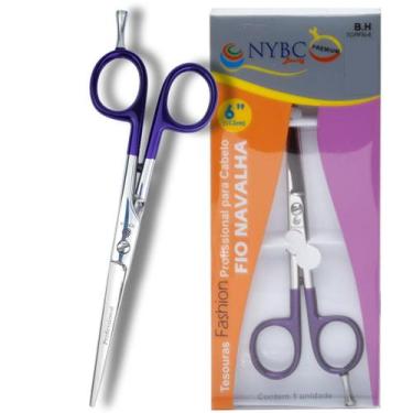 Imagem de Tesoura Cabelo Profissional Cabo Roxo Fio Navalha 6" NYBC Beauty - Cor