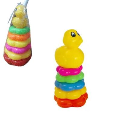 Imagem de Pirâmide Argolas Empilhar Patinho Infantil Banho 5 Andares - 20 comerc