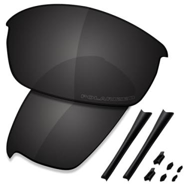 Imagem de SAUCER Lentes de reposição premium e kits de borracha para Oakley Flak Jacket | Flak Jacket Low Bridge Fit Óculos de sol de alta definição - Preto carbono polarizado