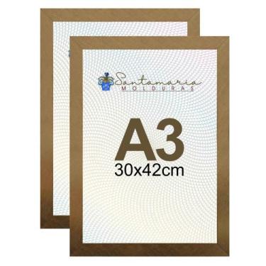 Imagem de Kit 2 Porta Retrato Molduras A3 30x42 Dourado - Santamaria Molduras