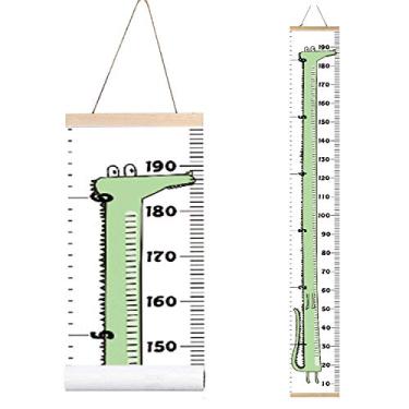 Imagem de Tabela de crescimento Miaro Kids, armação de madeira, lona de tecido, régua de medida de altura de bebê para adulto, para decoração de quarto de criança, 20 x 2 cm, Cartoon Crocodile, 7.9 x 79in