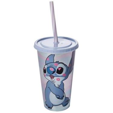 Imagem de Copo Plástico Refri Stitch Disney Com Canudo 500ml - Plasútil