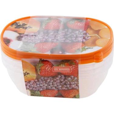 Imagem de Conjunto de Potes Plástico 3 Peças 600ml São Bernardo Multclick Laranja Hermético