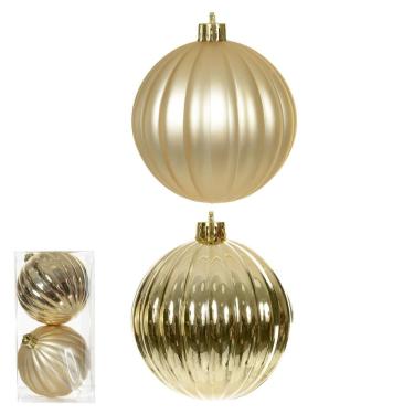 Imagem de Kit 2 bola decorada natal dourado 8cm trabalhada