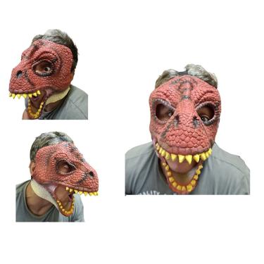 Imagem de Máscara de látex Dinossauro Rex Vermelho Fantasia Cosplay