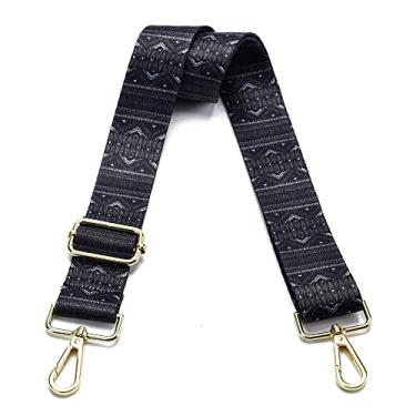 Imagem de Alça de bolsa dourada para substituição de ferragem transversal, alça de ombro ampla ajustável, vários estilos de alças modernas para bolsas carteiro de lona, Padrão-38G132-006, Gold-W1.5"-L52"