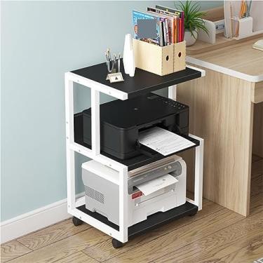Imagem de Suporte para impressora de mesa, suporte de impressora com rodas, metal, 3 camadas, suporte para máquina de fax, copiadora de escritório, prateleira de scanner, prateleiras de impressora (cor: C) (D