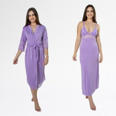 Imagem de Kit Robe Noiva Roupão Camisola Amamentação Longa Maternidade - ALTIE, 