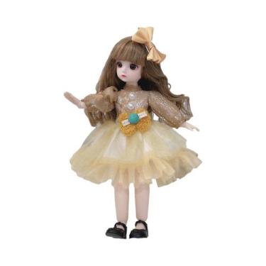 Imagem de Boneca Articulada de 30cm com Roupas, Sapatos 3D e Olhos Marrons - 12 