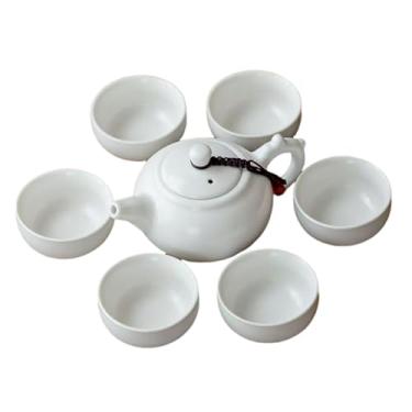 Imagem de Conjunto de chá de gongfu de porcelana, presente, cerâmica, kungfu, chá, pote com xícaras para chá (branco)
