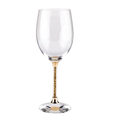 Imagem de Sparkles Home Vetrina Taça de vinho, vidro de cristal sofisticado, base facetada, vermelho, branco, rosé, para mesa de jantar de celebração, evento, casamento, ouro, conjunto de 6