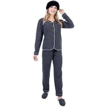 Imagem de Conjunto Pijama Plus Size Adulto Basico Feminino Moletinho Aberto Cami