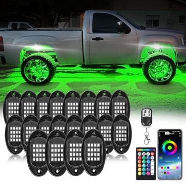 Imagem de Kit de luzes LED RGB de 20 pods com controle remoto APP/RF, luzes de brilho de carro com freio de zona dupla, luz de néon multicolorida, à prova d'água, 12 V para caminhões, caminhonete, Jeep SXS