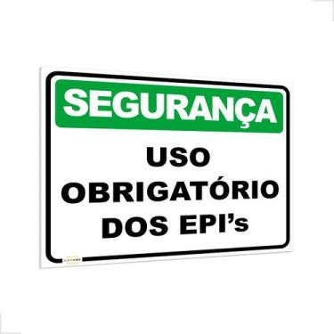 Imagem de Placa Segurança Uso Obrigatório de EPI 30x20cm - Placa forte, 32x40cm,
