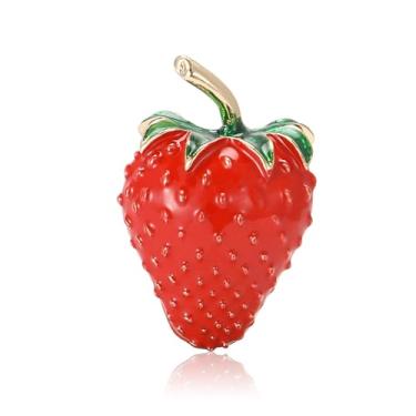 Imagem de Dreuyet Broche de morango para mulheres strass vermelho broche de morango bonito esmalte fruta lapela pinos delicados elegantes Natal casamento aniversário feriado decoração joias, Middle, Strass
