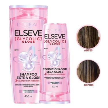 Imagem de Kit Shampoo 400ml + Condicionador 200ml Glycolic Gloss Elseve Tratamen