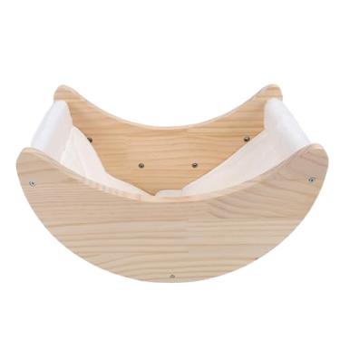 Imagem de Cama de Rede de Animais de Estimação, Design da Janela de Gato Em Forma de Balanço Com Forte Copo de Sucção de Pinheiro Multifuncional Madeira Confortável Montada No Animal de