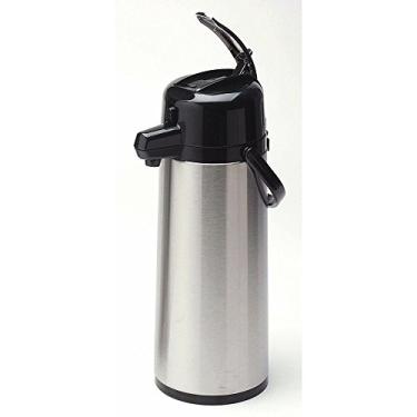 Imagem de Service Ideas Eco-Air® Airpot de aço inoxidável escovado revestido de vidro de 2,5 L com tampa de alavanca