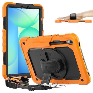 Imagem de Timecity Capa para Samsung Galaxy Tab S10 FE/ S9 FE 5G 10,9 polegadas/S9 11 polegadas - Capa protetora resistente com protetor de tela, suporte giratório, alça de ombro e suporte para caneta S |