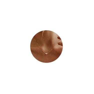 Imagem de Treasure Bender Colares de pérolas de ouro para mulheres, meninas, moderno, banhado a ouro 14k, colar delicado de pérola simples, pingente único, joia feminina, presente de aniversário para melhor