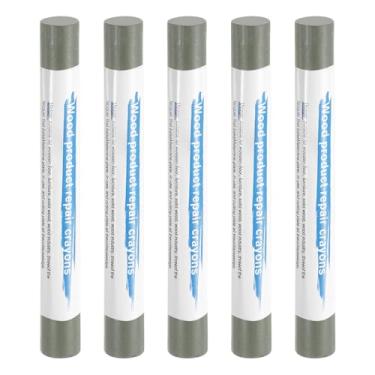 Imagem de HARFINGTON 5 peças de bastões de enchimento de madeira, cera de madeira, retoque de móveis, gizes de cera de reparo para madeira, cinza médio B