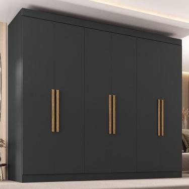 Imagem de Guarda Roupa 6 Portas WT MDP com Puxador Paris  Preto