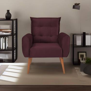 Imagem de Poltrona Decorativa Para Sala De Estar Quarto E Escritorio Dakota Veludo Matrix - Vinho Vinho