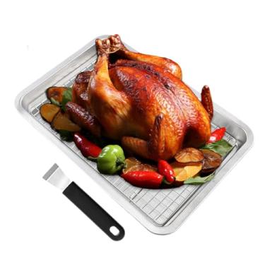 Imagem de Cesta Para Grelhar Vegetais No Churrasco,Tabuleiro Para Churrasco | Placa Retangular Inoxidável Com Pegada Segura, Raso e Fundo Plano Para Peixe, Carne, Camarão, Encontros Familiares, Piqueniques e Fe